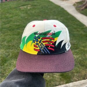 VTG RARE World Cup USA 1994 Soccer Logo Athletic Sharktooth Snapback Hat Cap